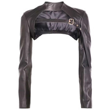 Schwarze Leder Crop Shrug
