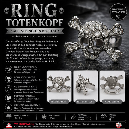 Totenkopf ring mit - totenkopf,