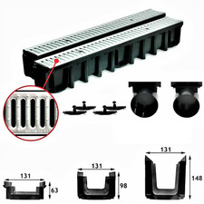 A15 Entwässerungsrinne 1,5t 1-10m Bodenrinne Tiefe 63-98-148 Stahl verzinkt