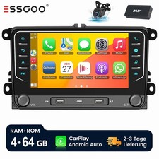 DAB+ Android 14 4+64G CarPlay Autoradio GPS WiFi Kam Für VW GOLF 5 6 Plus Touran