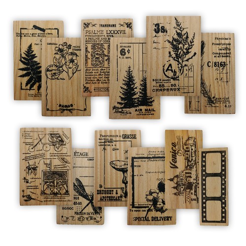 Holzstempel pflanzenmotive set - pflanzenmotive,