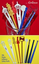 9 vintage AIRLINES Cocktail Twizzler Rührstäbe Quirl Long TWA PanAN Lufthansa 70
