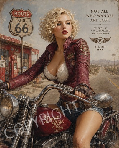 Poster pin motarde - pin-up,