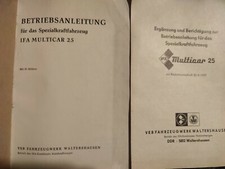 alte Betriebsanleitung,DDR Oldtimer,Spezial Kfz,IFA Multicar 25,Waltershausen
