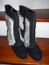 Kennel & Schmenger * Booties * Glattleder Velourleder Fell * schwarz grau * 37,5
