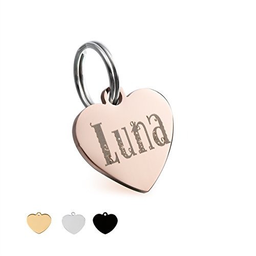 Hundemarke edelstahl herz gold - hundemarke,