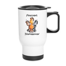 Frauchens Tränkebecken Pferde Spruch Thermobecher mit Tragegriff, One size, Weiß