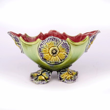 Antike Majolika Jardiniere, Schale, Jugendstil, Frankreich, Art Nouveau ca. 1890