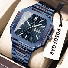 POEDAGAR Herren Uhr Edelstahl