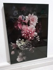 Glasbild Blumen Schwarz Modern Wand Deko Pfingstrosen Rosa Groß Natur ??