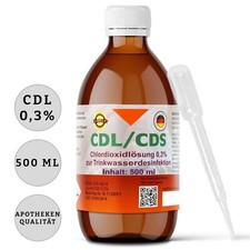 CDL Lösung 0,3 % CDS 500 ml Pharmaqualität aktiviert Pipette Braunglasflasche