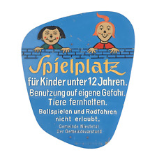 Max und Moritz Spielplatz Schild Aluguss 60x51cm 50er 60er Jahre Wand Deko
