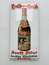 Emailschild Halb & Halb St. Vitus Likör Stettin - 40x20cm - Original um 1930