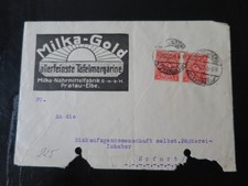 BU 9.10.1922 Milka Gold Tafelmargarine Pratau Elbe Wittenberg nach Erfurt