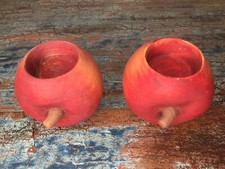 2 Stück Teelichthalter Apfel 9cm Keramik rot Kerzenhalter Kerzenständer