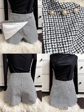 Schwarz weiß Tweed Bouclé