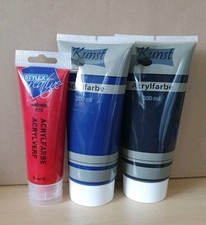 3x Acrylfarben Set Rot, Blau, Schwarz