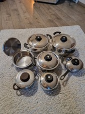 7x Edelstahltöpfe mit Deckeln