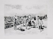 Liebermann, Max „Badende Knaben” 1902, Radierung, signiert in Blei.