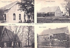 AK Fraustadt- Geyersdorf -4 Bild Gasthof Kirche Schulen - gel. 1911 Wschowa RAR