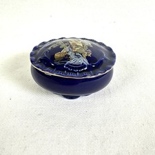 Barock Dose Eckig Dekor Cobalt