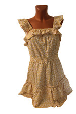 Minikleid S 36/38 kurzes Strandkleid Trägerkleid senf gelb Kleid Sommerkleid