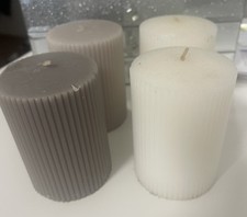 IKEA FÖRSÖKA  4 er Blockkerze duftneutral braun Beigefarben  10 cm /7 cm