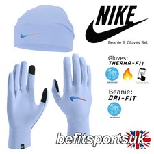 NIKE BEANIE MÜTZE HANDSCHUH SET BLAU LEICHT UNISEX REFLEKTIEREND LAUFEN REFLEKTIEREND