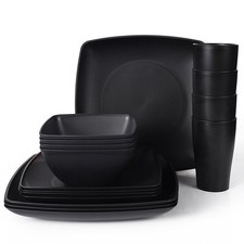 16-tlg Tafelservice Tafelgeschirr Geschirrset Rund 4 Personen PP-Kunststoff