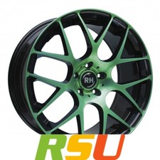 RH Alurad NBU Race color polished - green 9.5x19" ET45 LK5 112 ML 72.6 Alufel...