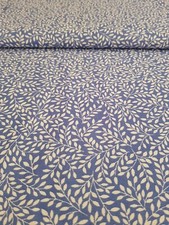 50 x 150 cm Westfalenstoffe Baumwolle "Delft" Blumenranke weiß blau Blätter