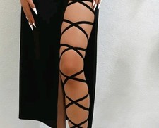 Beinband 2x Tanzen Gogo Neu Beinwickel schwarz