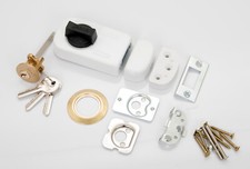 Kastenschloss mit 3 Schlussel Zusatzschloss 50-60 Außenzylinder Drehknauf Weiß