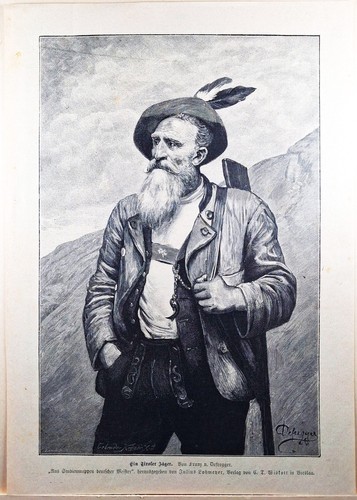 Holzstich 1885 ein tiroler - holzstich,