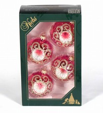 4er Set Christbaumschmuck Glas Christbaumkugel Reflex Kugel rot Lauscha