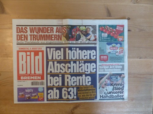 Bildzeitung 2024 ein - bildzeitung, 08.08.2024