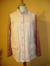 Elegante, schicke Stoff-Jacke m.Pailletten-Ärmel,rose v.Pfeffinger,Gr.38,Neu