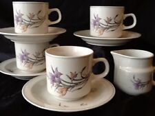 4 Keramik Made in China Kaffeetassen Becher Tassen mit Untertasse Blüten Dekor