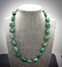 NATUR-TÜRKIS "Nuggets" Edelstein Hals-Kette+Collier++925er Silber+Unikat+Neu #AA