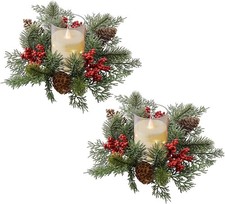 Kerzenning Weihnachten Tischdeko, 2 Stück Kerzenkranz Weihnachten Künstliche