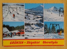 Alte AK-Grünten-Oberallgäu-Schneeraupe-Pistenfahrzeug-gelaufen-1977