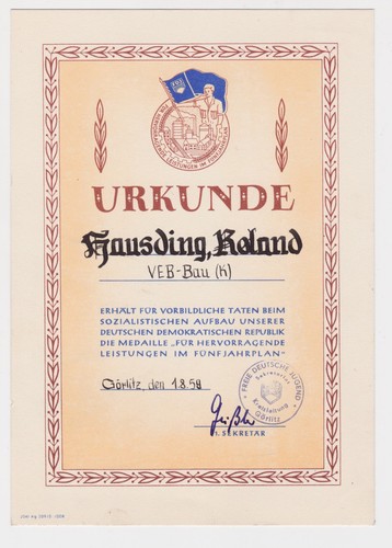 Ddr urkunde für - ddr,