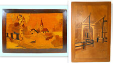 2 x Intarsienbilder Marketerie Mosaik ca. 1930