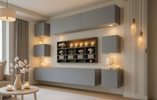 Wohnwand SWIRL Grau Matt