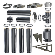 Edelstahl Schornstein Konfigurator Bausatz DW 120-200 mm doppelwandig Kamin Ofen