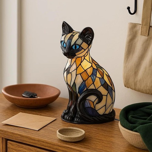 Katzenlampe aus buntglas - katzenlampe,