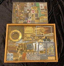 Konvolut Prägestempel Matrizen Klischees aus Buchbinderei Messing, etc. Stempel