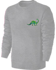 Kinder Langhals Dino Stickerei Sweatshirt Dinosaurier Pullover Pulli Hoodie Grau