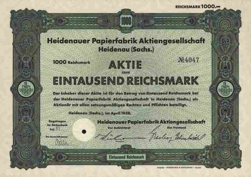 Heidenauer papierfabrik - heidenauer, ag