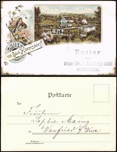 Litho bad hermsdorf - litho, ak